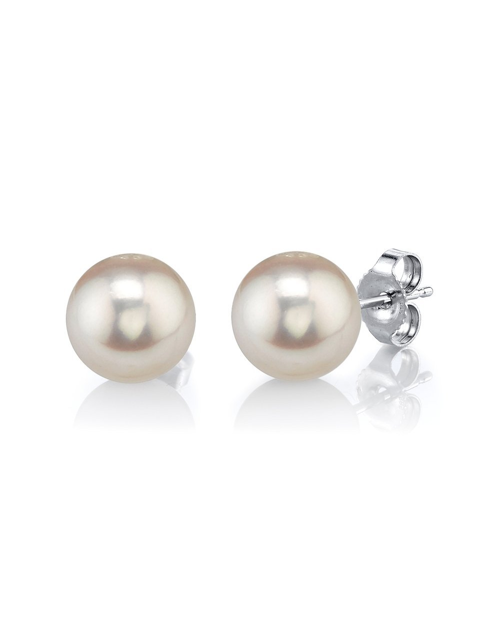 Elegant White Freshwater Pearl Stud Earrings, Round 7.0–8.0mm Pearls