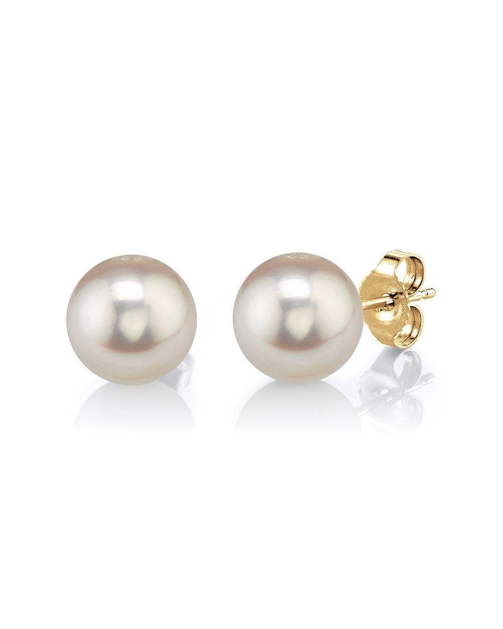 Elegant White Freshwater Pearl Stud Earrings, Round 7.0–8.0mm Pearls