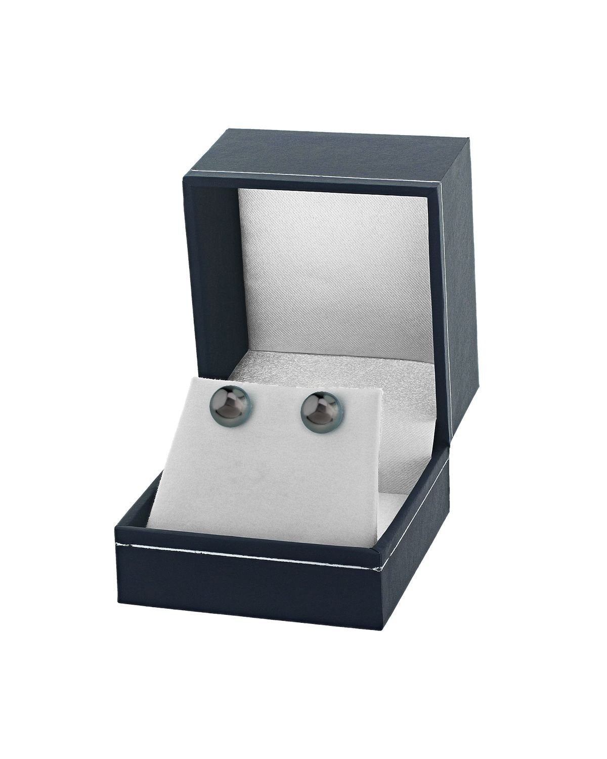 Elegant Black Tahitian Pearl Stud Earrings, 7.0–8.0mm