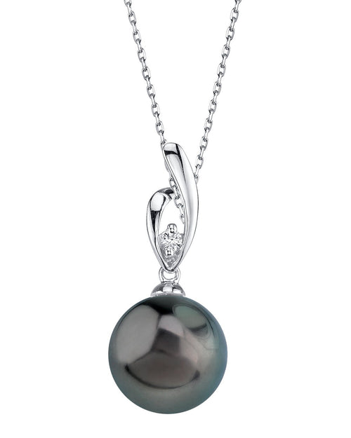 Asterie Black Tahitian Pearl & CZ Pendant – 9.0–11.0mm