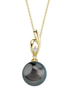 Elegant Asterie Pendant with 9.0–11.0mm Black Tahitian Pearl & CZ Accents