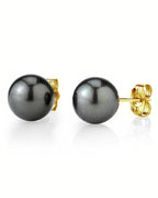 Elegant Black Tahitian Pearl Stud Earrings, 7.0–8.0mm