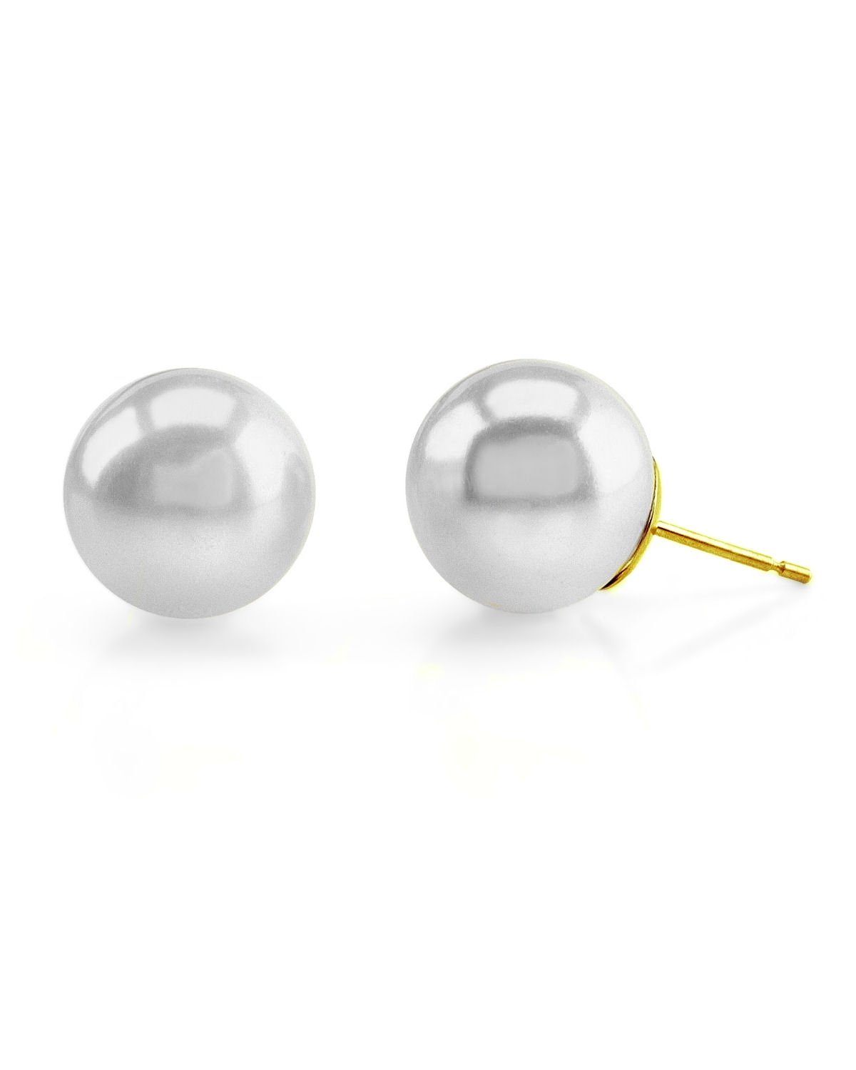 Elegant 7.0–8.0mm White South Sea Round Pearl Stud Earrings